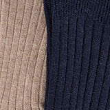 Huttelihut Dark Navy Uld Rib Strømper 2-Pak