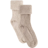 Huttelihut Camel Melange Uld Rib Strømper 2-Pak