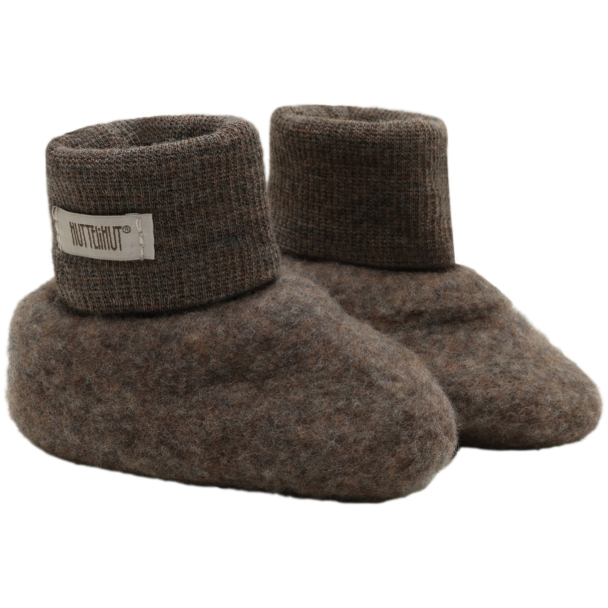 Huttelihut Brown Melange Footies Uld Fleece