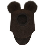 Huttelihut Dark Brown Melange Elefanthue Uld Alpaca Pompoms