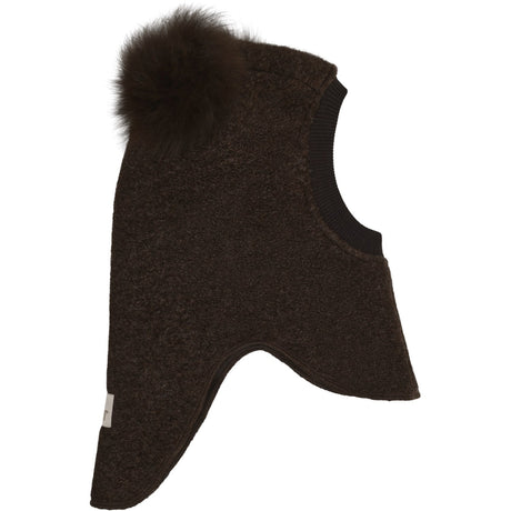 Huttelihut Dark Brown Melange Elefanthue Uld Alpaca Pompoms