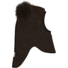Huttelihut Dark Brown Melange Elefanthue Uld Alpaca Pompoms