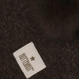 Huttelihut Dark Brown Melange Elefanthue Uld Alpaca Pompoms