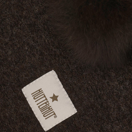 Huttelihut Dark Brown Melange Elefanthue Uld Alpaca Pompoms