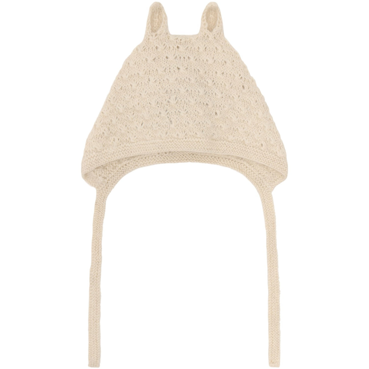 Huttelihut Off-White Bonnet Ears Alpaca Uld Strik