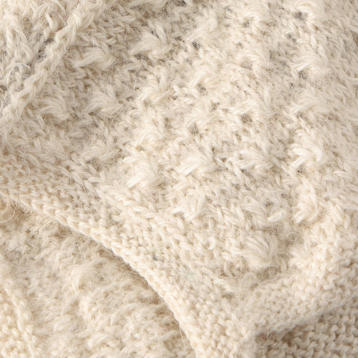 Huttelihut Off-White Bonnet Ears Alpaca Uld Strik