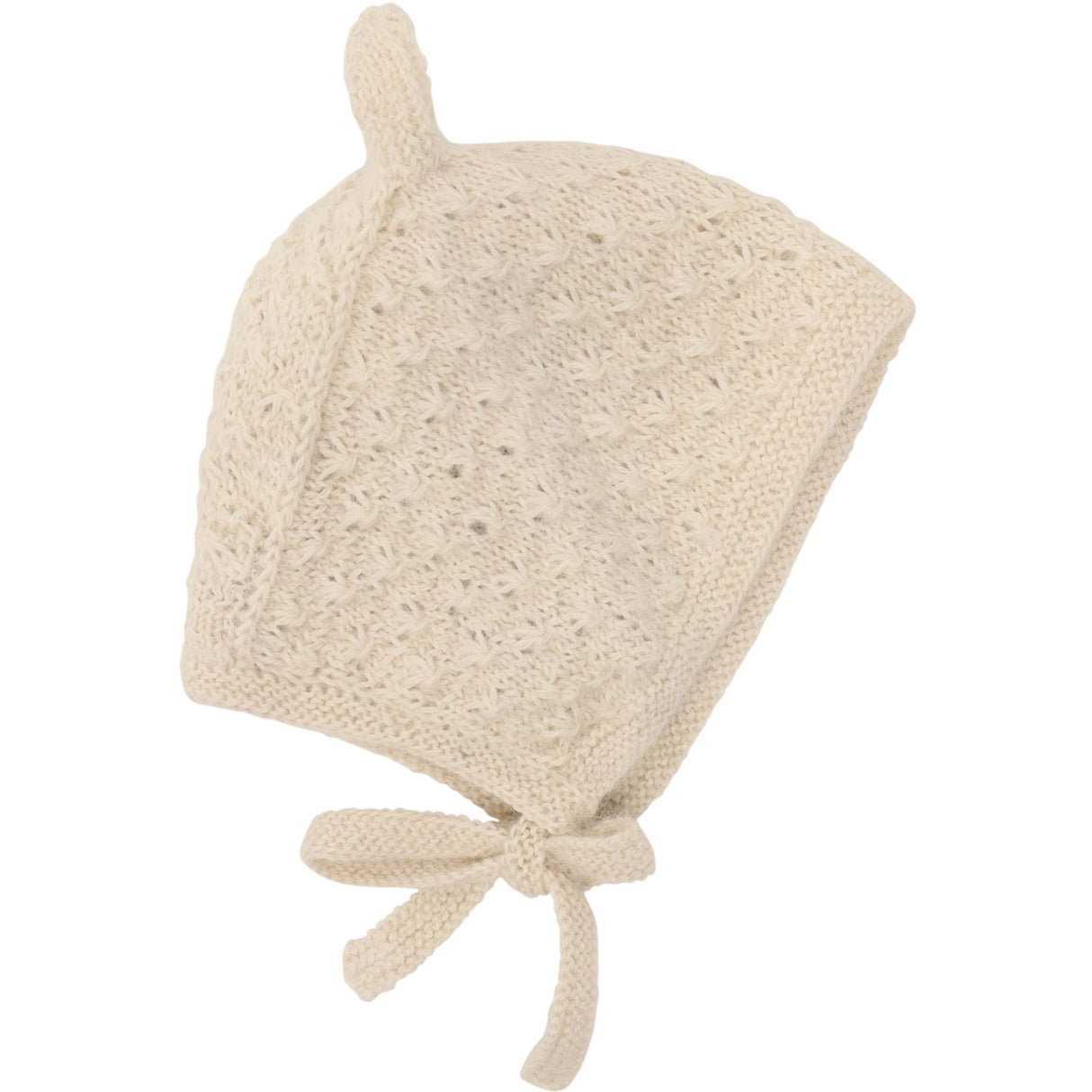 Huttelihut Off-White Bonnet Ears Alpaca Uld Strik