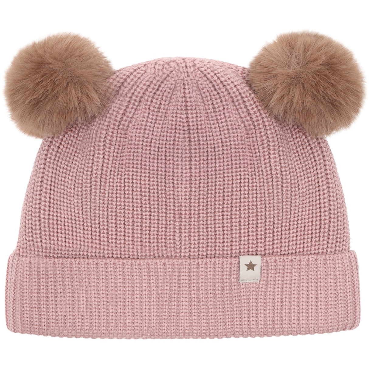 Huttelihut Woodrose Beanie Uld Strik Pompoms