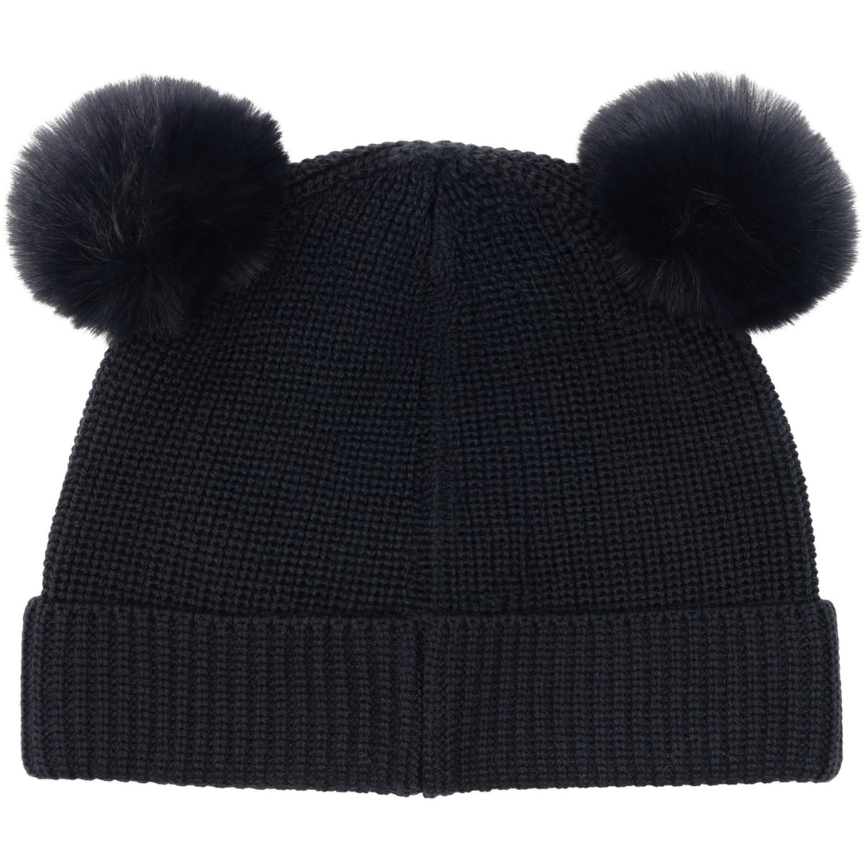 Huttelihut Dark Navy Beanie Uld Strik Pompoms