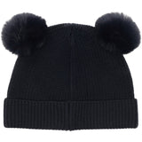Huttelihut Dark Navy Beanie Uld Strik Pompoms