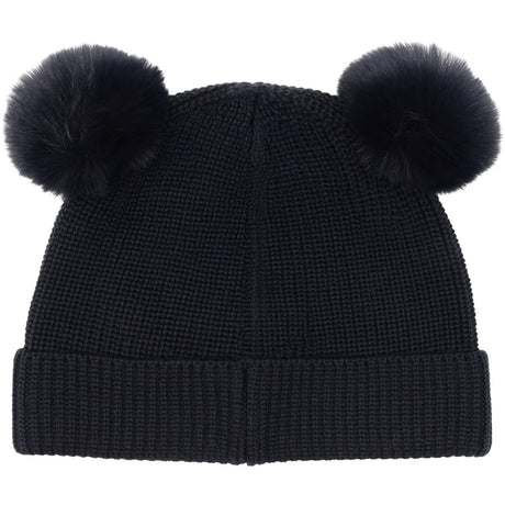 Huttelihut Dark Navy Beanie Uld Strik Pompoms