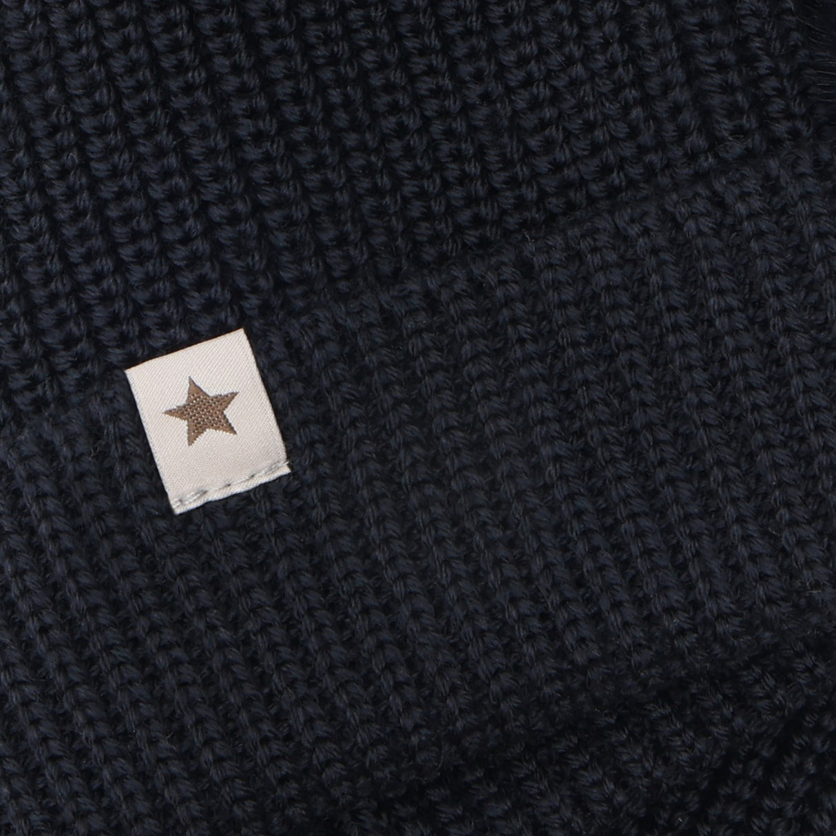 Huttelihut Dark Navy Beanie Uld Strik Pompoms