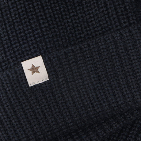 Huttelihut Dark Navy Beanie Uld Strik Pompoms