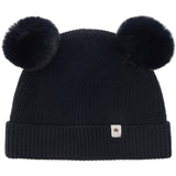 Huttelihut Dark Navy Beanie Uld Strik Pompoms