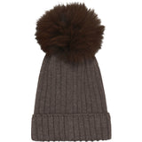 Huttelihut Brown Melange Hue Strik Alpaca Pompom
