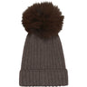 Huttelihut Brown Melange Hue Strik Alpaca Pompom