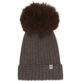 Huttelihut Brown Melange Hue Strik Alpaca Pompom