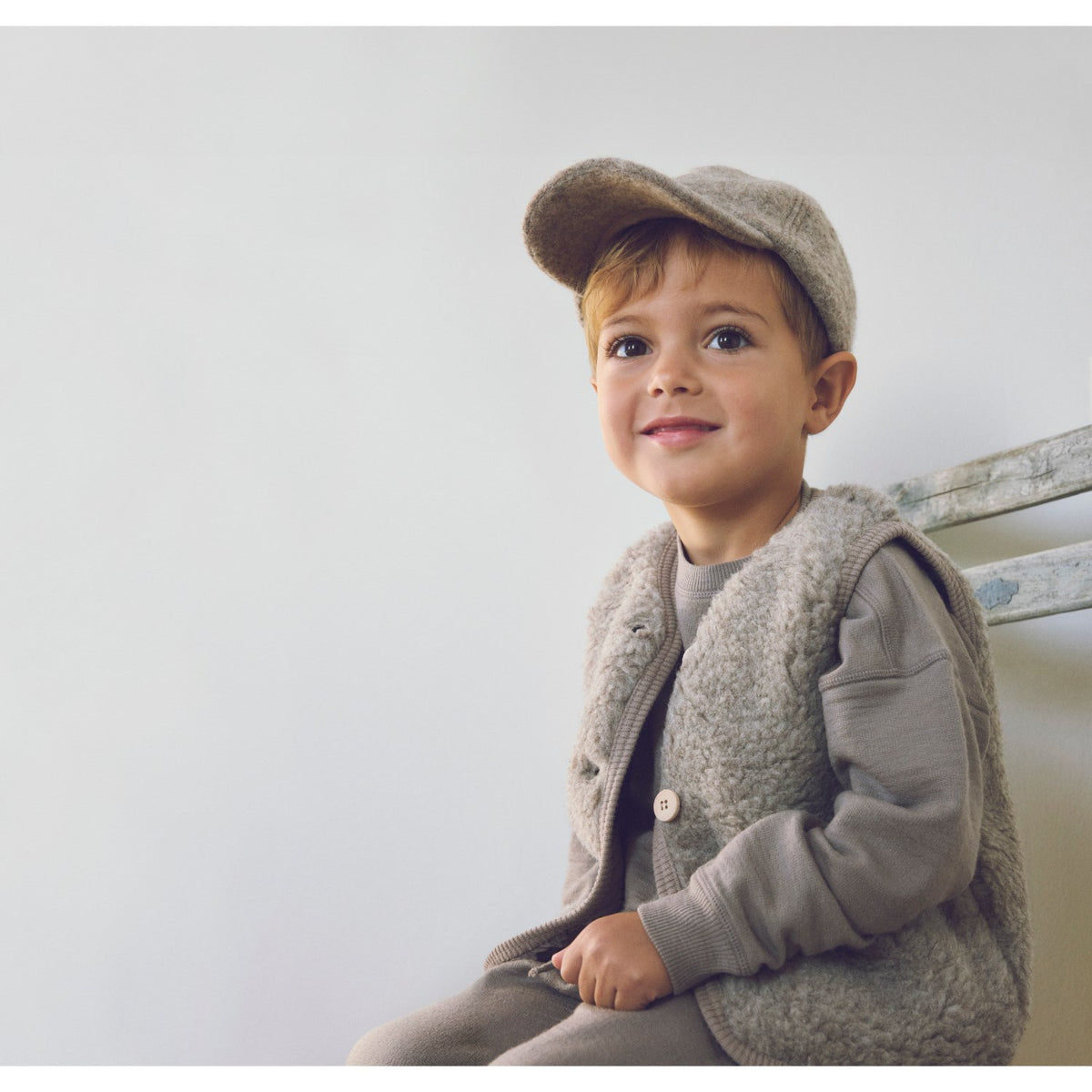 Huttelihut Camel Melange Vest Uld Bamse M/ Lining