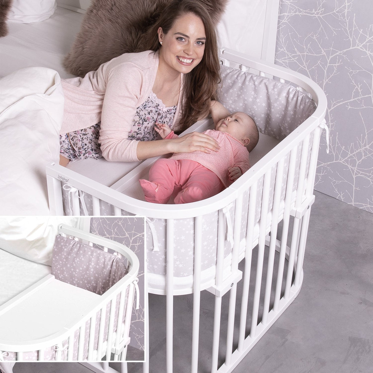 babybay® White Varnished Boxspring Comfort Plus Co-sleeper