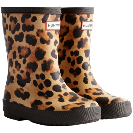 Hunter Leopard Print/Chocolate Brown Kids First Leopard Print Støvle