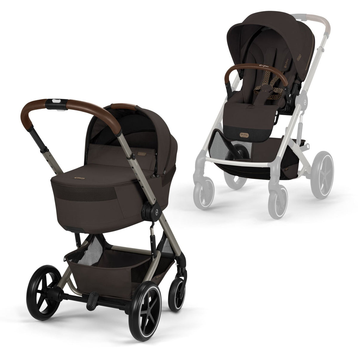 Cybex Chocolate Brown Balios S Lux Tpe Inklusiv Foldbar Liggedel