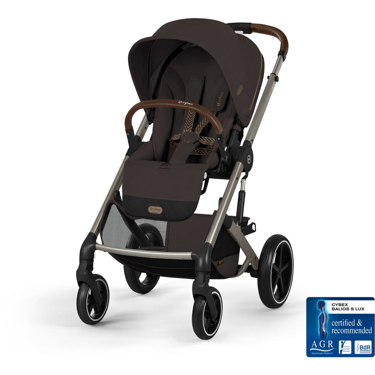 Cybex Chocolate Brown Balios S Lux Tpe Inklusiv Foldbar Liggedel