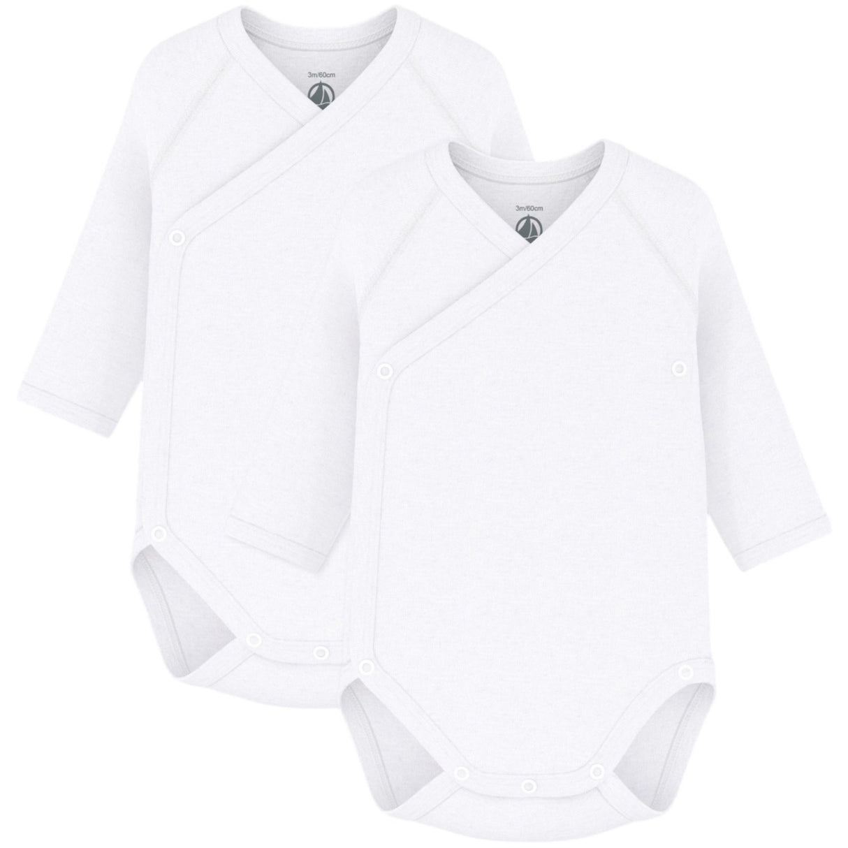 Petit Bateau White Langærmet Body 3-Pak