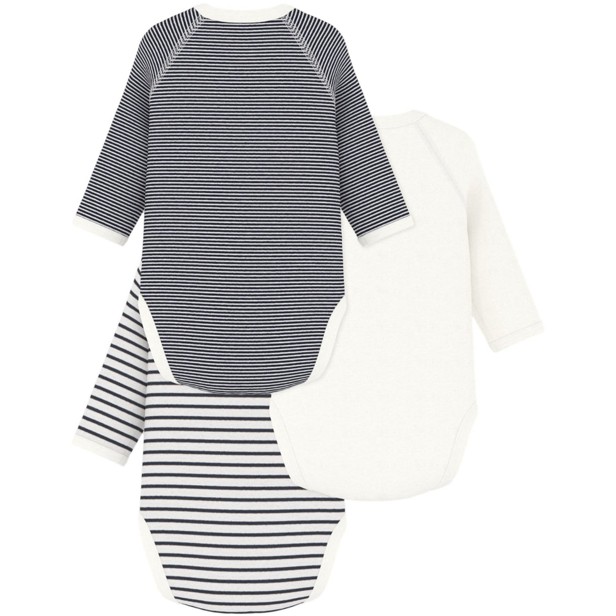 Petit Bateau Navy/White 3-Pak Langærmet Body