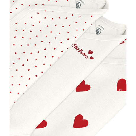 Petit Bateau Hearts/White Langærmet Body 3-Pak