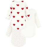 Petit Bateau Hearts/White Langærmet Body 3-Pak