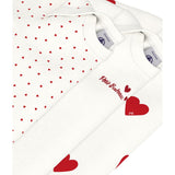 Petit Bateau Hearts/White Langærmet Body 3-Pak
