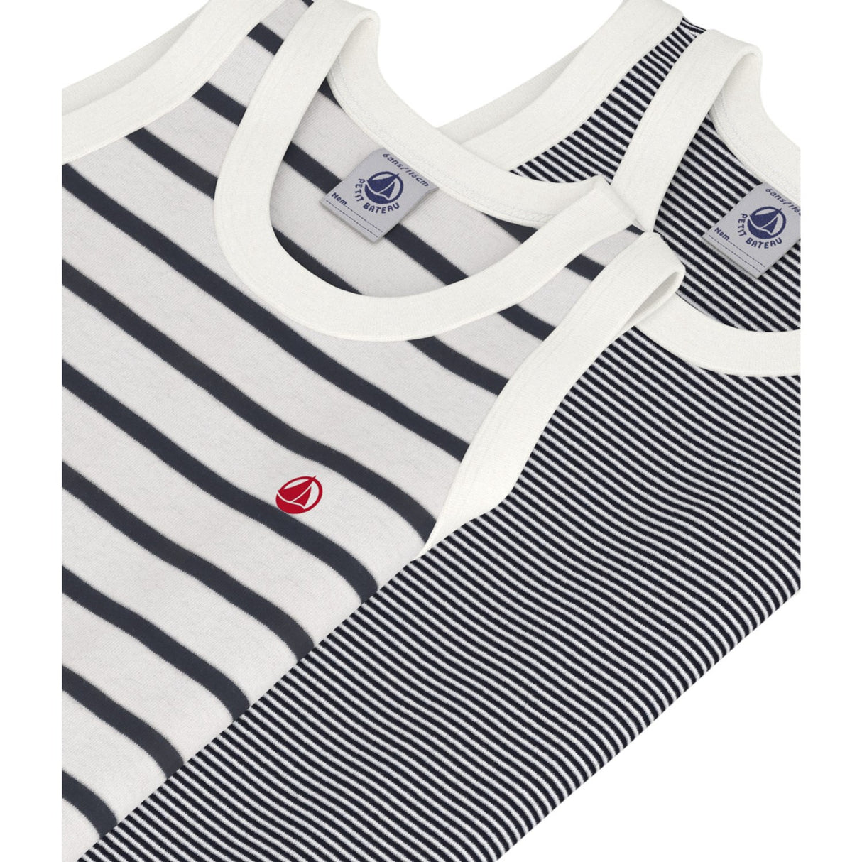 Petit Bateau Navy Stripe Undertrøje 2-Pak