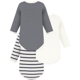 Petit Bateau Navy/White Langærmet Body 3-Pak