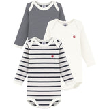 Petit Bateau Navy/White Langærmet Body 3-Pak