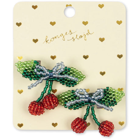 Konges Sløjd Cherry 2 Pak Beaded Cherry Sløjfe Hair Clip