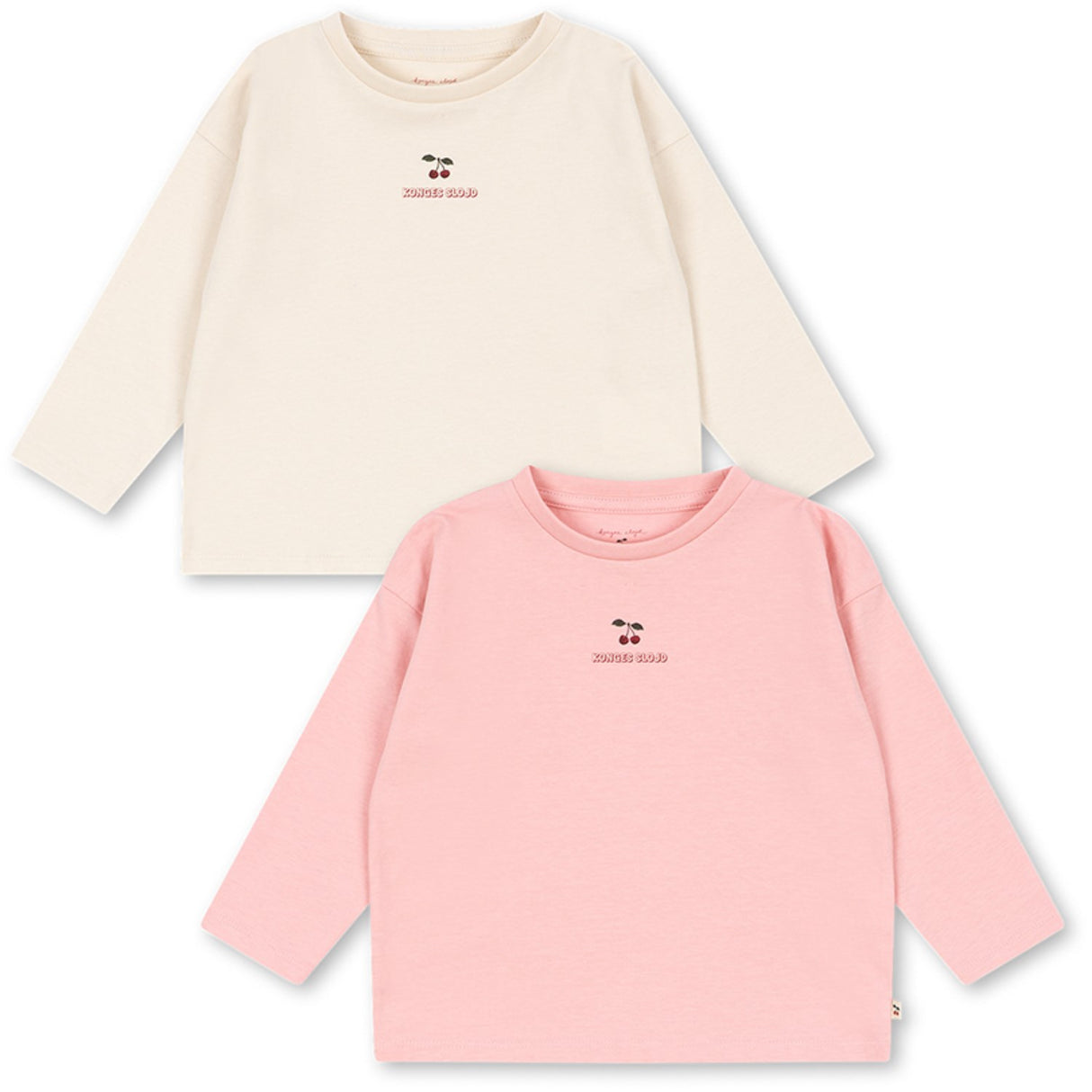 Konges Sløjd Pink Dolphin/Antique White 2 Pak Lin Ls Tee Gots