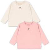Konges Sløjd Pink Dolphin/Antique White 2 Pak Lin Ls Tee Gots