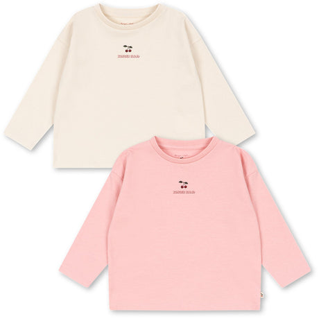Konges Sløjd Pink Dolphin/Antique White 2 Pak Lin Ls Tee Gots
