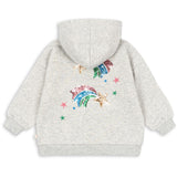 Konges Sløjd Grey Melange Lou Paliet Sweat Zip Hætte Gots