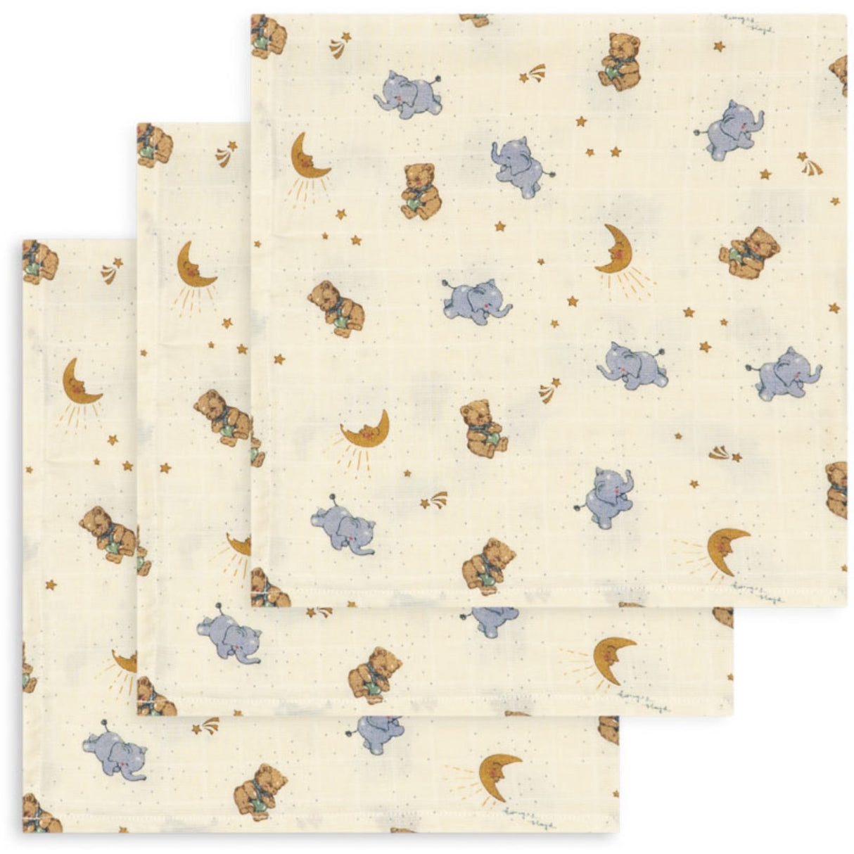 Konges Sløjd Cucciolo 3 Pak Muslin Cloth Gots