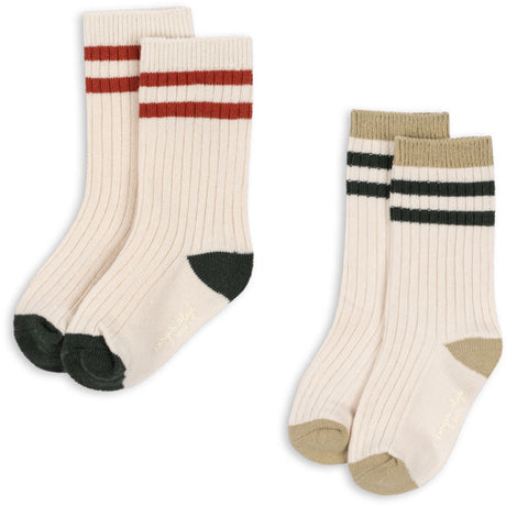 Konges Sløjd Green Stripe 2 Pak Rib Strømper