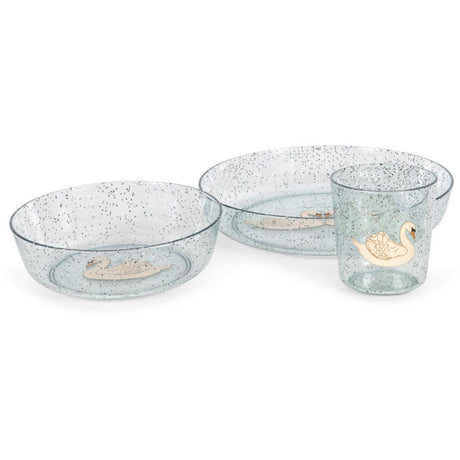 Konges Sløjd Swan Blue Sparkly Dinner Sæt
