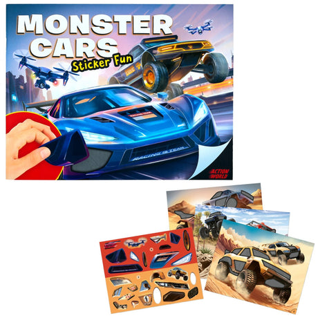 Dino World + Action Monster Cars Klistermærke Sjov