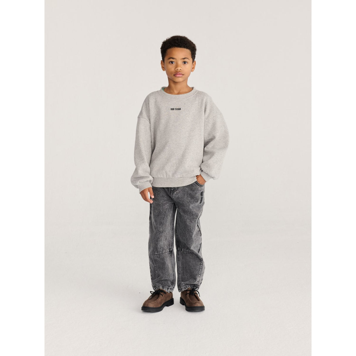 Bobo Choses Light Heather Grey Mush Monster Duo Sweatshirt