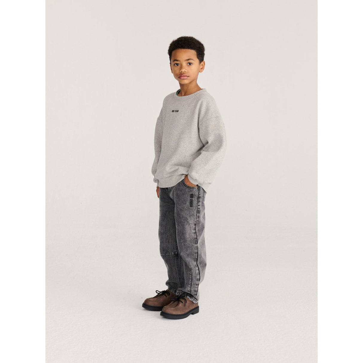 Bobo Choses Light Heather Grey Mush Monster Duo Sweatshirt