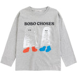 Bobo Choses Heather Grey Booty Ghosts  LS T-Shirt