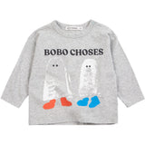 Bobo Choses Light Heather Grey Booty Ghosts LS T-Shirt
