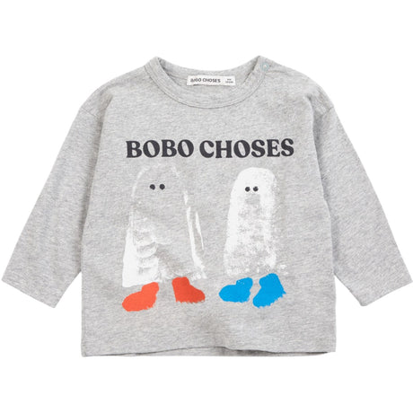 Bobo Choses Light Heather Grey Booty Ghosts LS T-Shirt