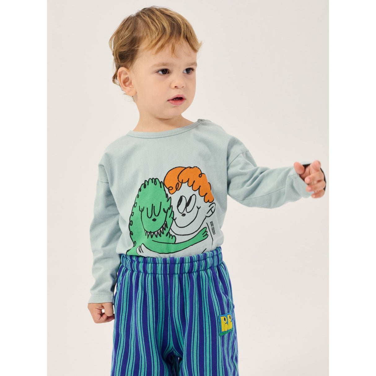 Bobo Choses Light Blue Hug Hairy Monster LS T-Shirt