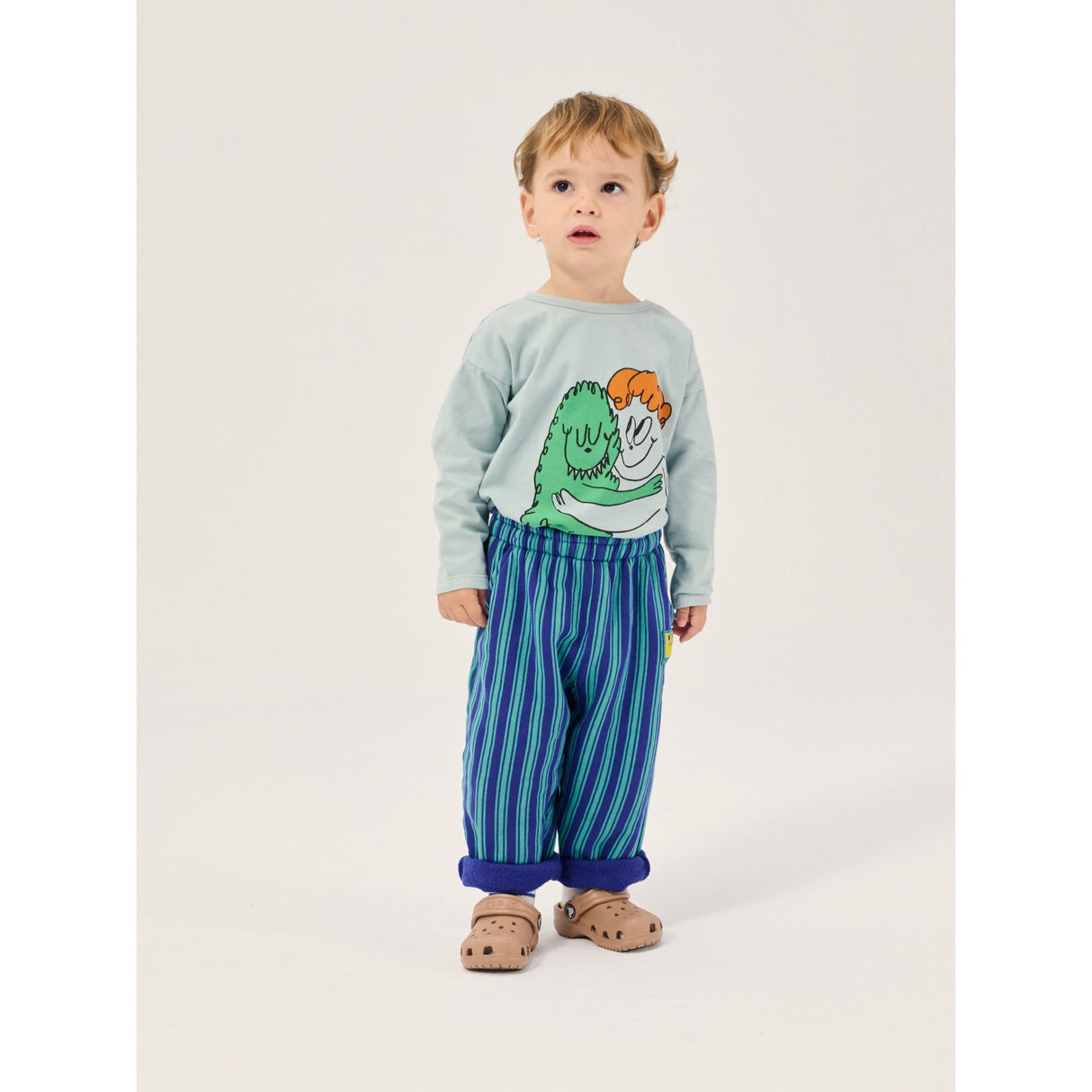 Bobo Choses Light Blue Hug Hairy Monster LS T-Shirt